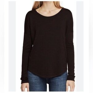 Rag & Bone jean the knit Vee Hudson long sleeve heathered shirt in berry port